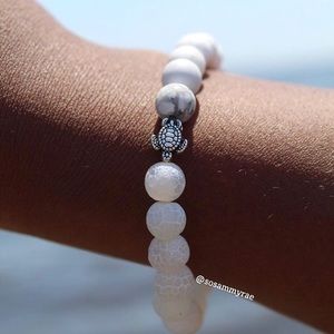 Metal Turtle & Semi-Precious Stone Bracelet